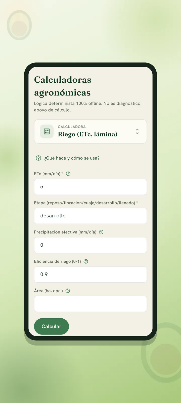 Calculadora de riego